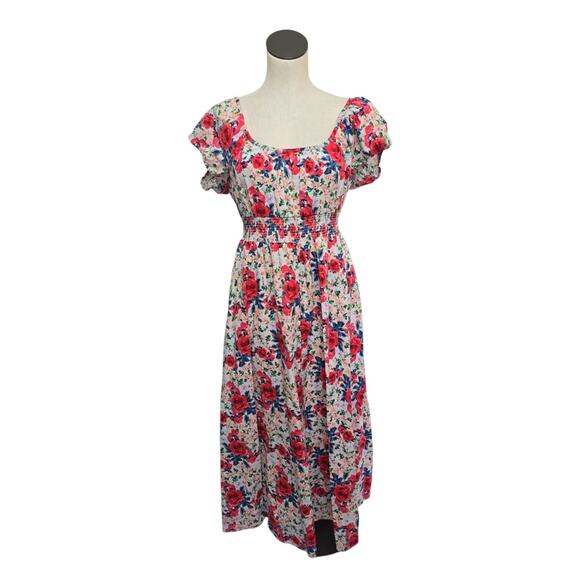 LoveShackFancy Dresses & Skirts - LoveShackFancy Vernon Dress Rush In Red Floral Midi Dress Size Medium Smocked